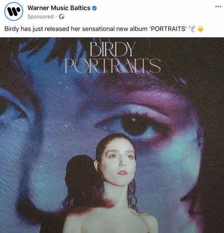 Реклама на Facebook альбома Birdy `Portraits`